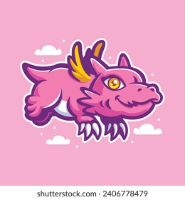 illustration of cute flying dragon