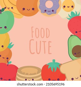illustration of cute foods smiling