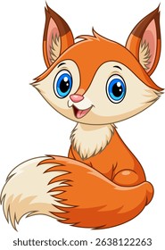 Illustration of cute fox cartoon on white background