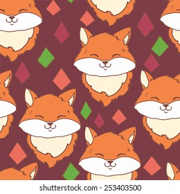 illustration a cute fox cartoon. Vector. seamless