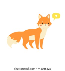 illustration of cute fox on white background