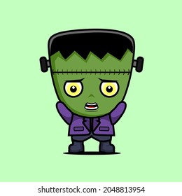 illustration of cute frankenstein character vector design