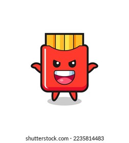 the illustration of cute french fries doing scare gesture , cute style design for t shirt, sticker, logo element