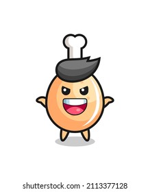 the illustration of cute fried chicken doing scare gesture , cute style design for t shirt, sticker, logo element