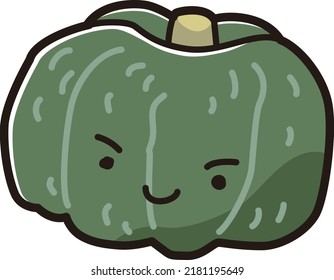 Illustration of a cute and friendly pumpkin character
