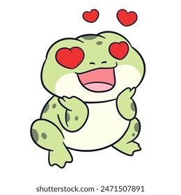 Illustration of a cute frog celebrating doing something he loves.