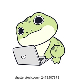 Illustration of a cute frog celebrating doing something he loves.