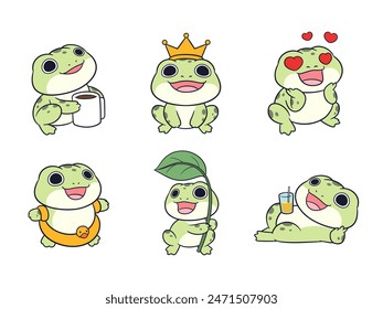 Illustration of a cute frog celebrating doing something he loves.