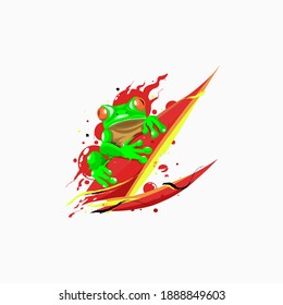 Illustration of cute frog design. Great for wall hangings, cool stickers, and book covers. Simple flat vector design.