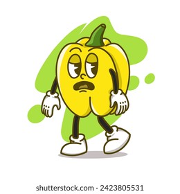Illustration of cute fruit and vegetable cartoon character with eye and hand