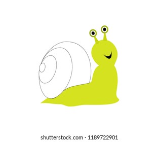 Illustration of cute fun snail. Flat design. Isolated. Cartoon icon. As print, label, element of logo