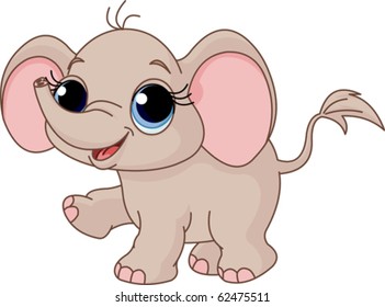 Illustration of Cute and funny baby elephant