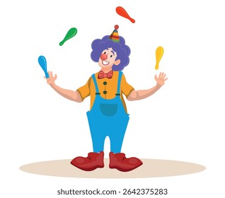 illustration of a cute funny clown juggler.