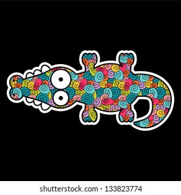 Illustration of a cute funny crocodile