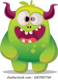 illustration of a cute funny happy colorful monster