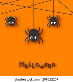 Illustration Cute Funny Spiders Cobweb Halloween Stock Vector (Royalty ...