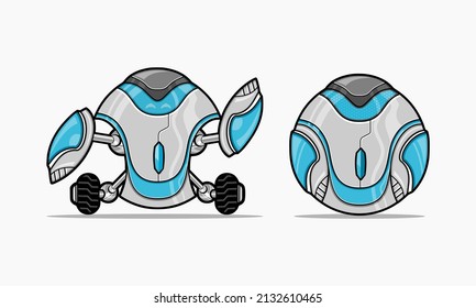 illustration of a cute future robot in the shape of a ball