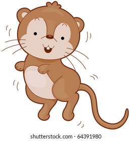 Illustration of a Cute Gerbil Bouncing Happily