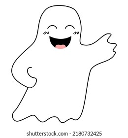 Illustration Cute Ghost Line Art Stock Vector (Royalty Free) 2180732425 ...