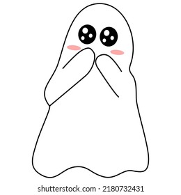 Illustration of Cute Ghost Line Art