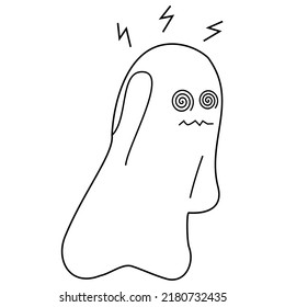 Illustration of Cute Ghost Line Art