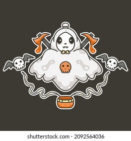 ILLUSTRATION OF CUTE GHOST SUITABLE FOR PRINT DESIGN