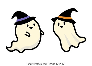 Illustration of a cute ghost wearing a hat.