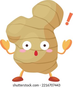 Ilustración de un lindo personaje de jengibre sorprendido