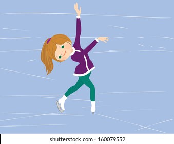 Illustration of a cute gir figure skater. Vector cartoon Illustration.