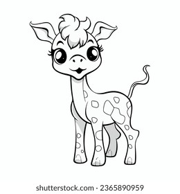 Ilustración de una tierna jirafa para el libro de colorear para niños.