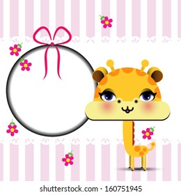 Illustration of cute giraffe frame 