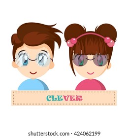 Illustration of a cute girl and boy's face showing emotion.