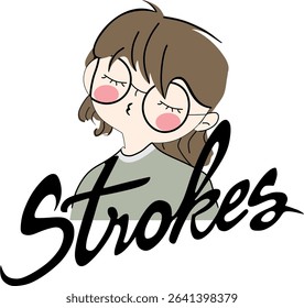 illustration cute girl character vector with calligraphy text for kids and babe 