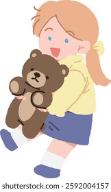 Illustration of a cute girl and child with a cartoon feel