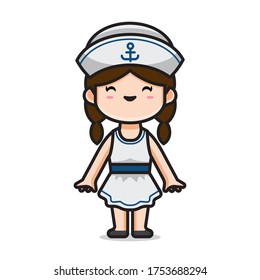 Illustration of cute girl costume sailor vector The Concept of Isolated Technology. Flat Cartoon Style Suitable for Landing Web Pages, Banners, Flyers, Stickers, Cards