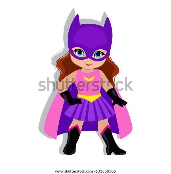 Illustration Cute Girl Costume Superhero Vector Stock Vector (Royalty ...