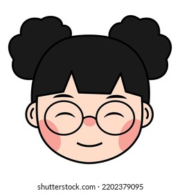 Illustration of Cute Girl with Glasses 