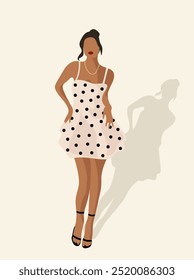 Illustration of a cute girl on a light beige background.