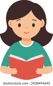 a illustration of a Cute Girl reading a book