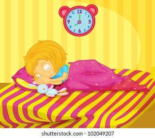 Illustration of cute girl sleeping