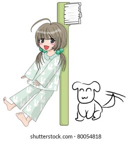 illustration of cute girl with tooth brush