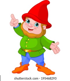  Illustration of cute Gnome presenting