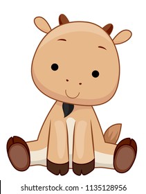 Illustration of a Cute Goat Sitting Down