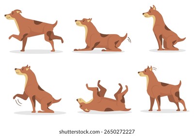 Illustration of cute golden retriever sitting with fluffy tail loyal face adorable paws pet art digital cartoon isolated background happy dog nose eyes ears smile design animal clipart white friendly
