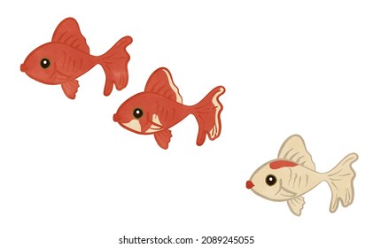 Illustration of a cute goldfish swimming