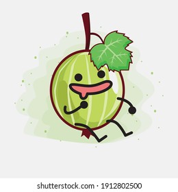 An illustration of Cute Gooseberry Fruit Mascot Character