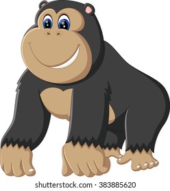 illustration of cute gorilla cartoon