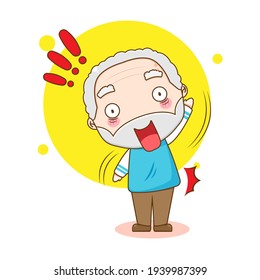 Illustration of cute grand father or old man character