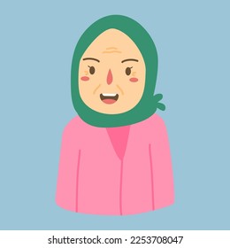 illustration of cute grandmother character