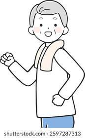 Illustration of a cute grandpa jogging